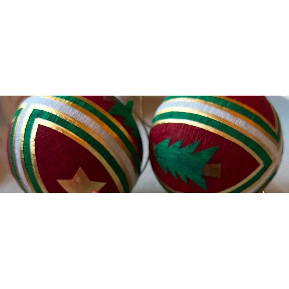 Handcrafted Christmas Tree & Star Ornaments Set Of 2